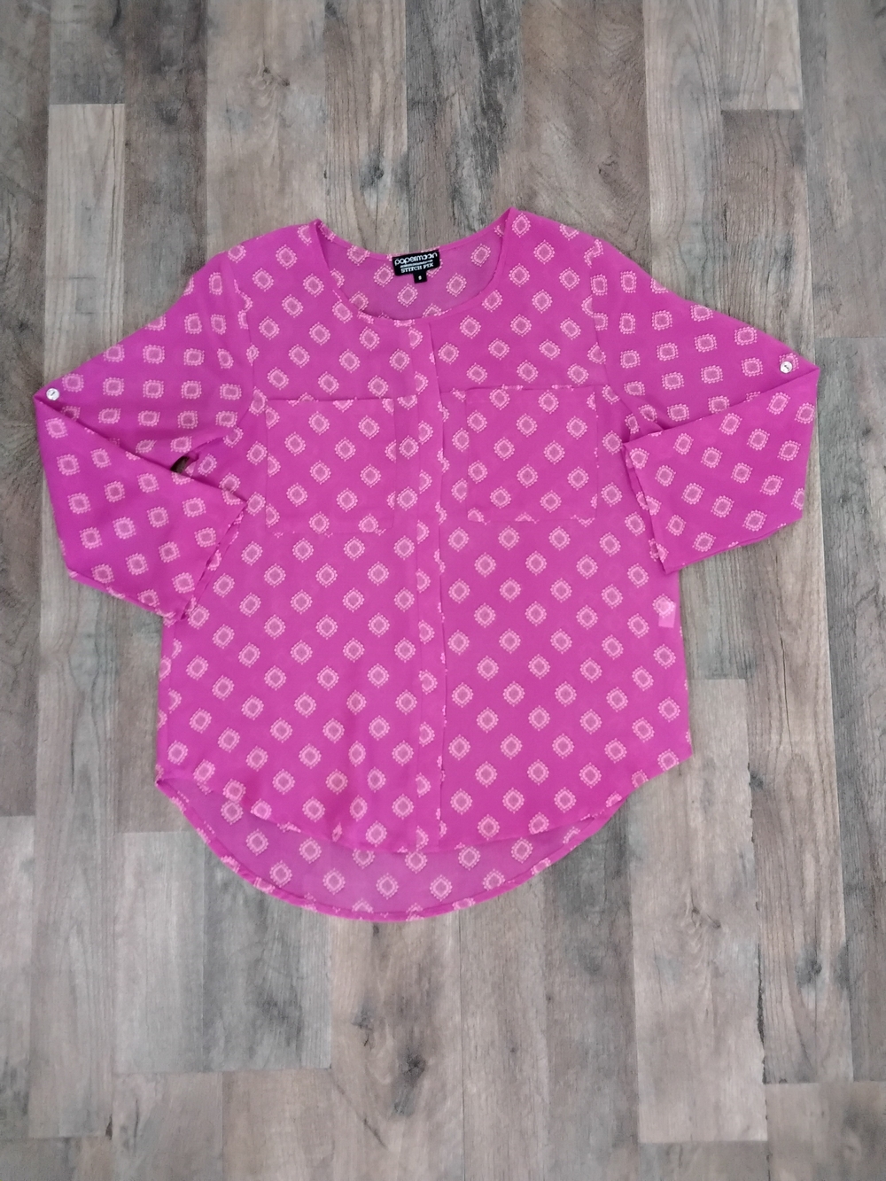 Apt. 9 Fuchsia Geometric Print Blouse